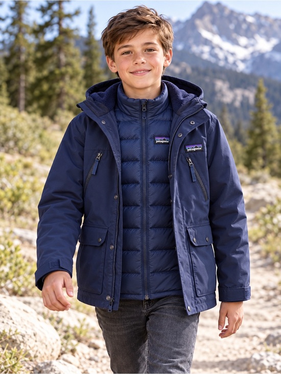 Patagonia Other - Patagonia Tres 3-in-1 Navy Down Parka – Unisex Youth L